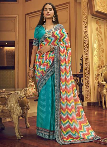 Blue Colour Imperrial Vol 7 Arya New Latest Printed Daily Wear Georgette Saree Collection 29003